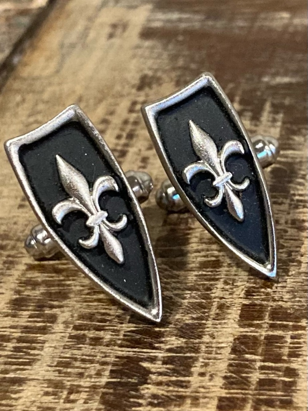 Vintage Hickok Fleur‑de‑Lis Shield Cufflinks USA Made Mid‑Century Men’s Jewelry - Picture 2 of 11